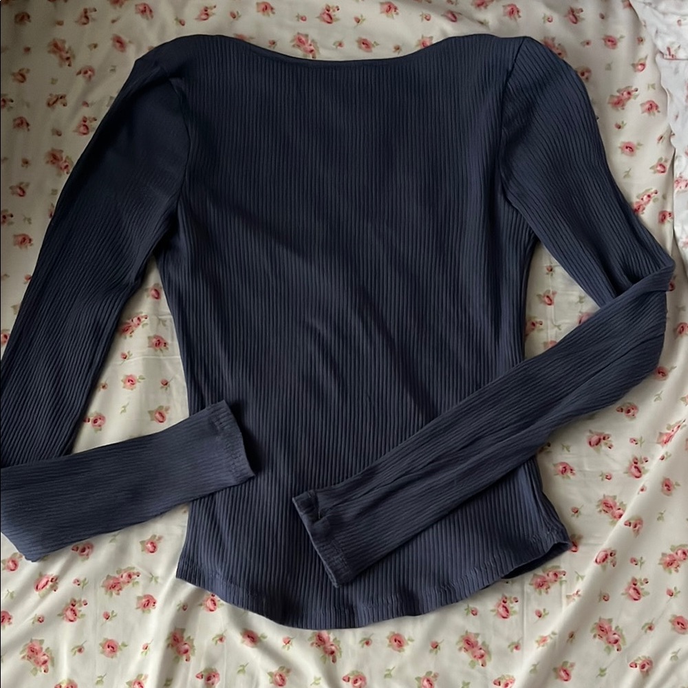 Elegant Navy Long Sleeve Top